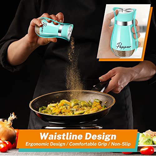 image for Arrozon Teal Salt and Pepper Shakers Set with Holder,4 oz Turquoise Ki