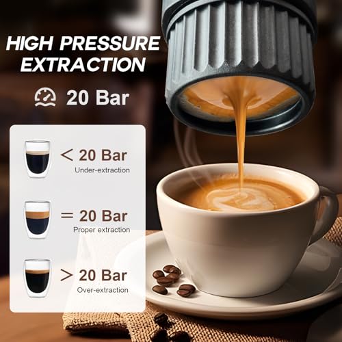 Image of Portable Electric Espresso Maker, 20 Bar Travel Coffee Machine for Camping, RV, Mini Self-Heating with USB-C, Suitable for Ground Coffee & NS Capsule, Hiking, Office (Green)