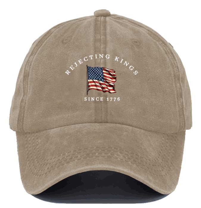 Image of Rejecting Kings Since 1776 Hat, No Kings in America Cap Funny Graphic Baseball Caps