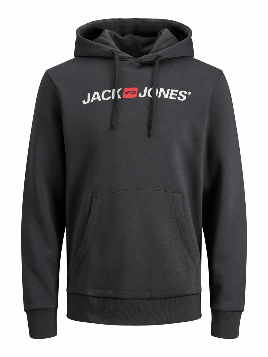 JACK & JONES Men's Jjecorp Logo Sweat Hood Noos 12137054 Hoodie, Asphalt, XL