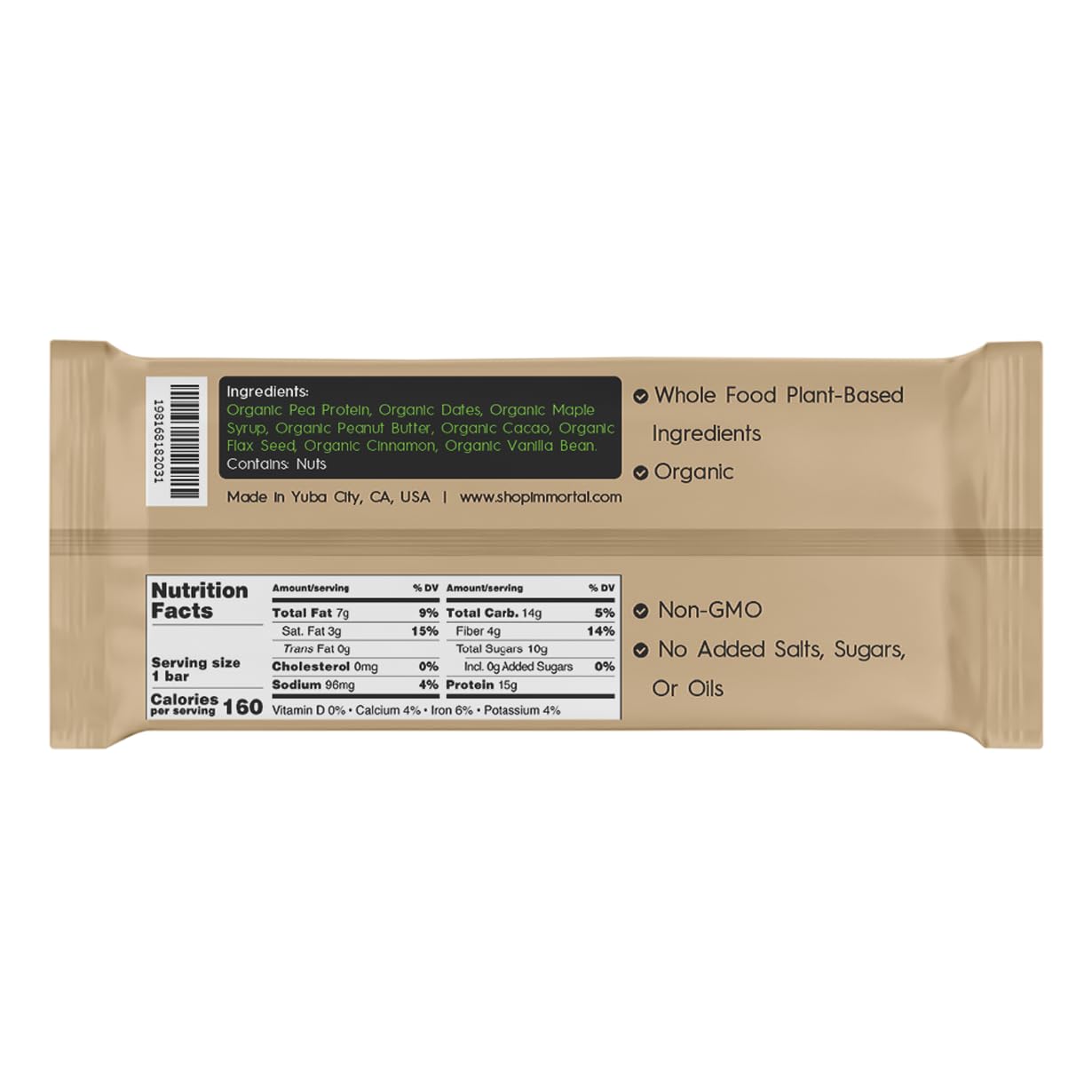 Vegan Protein Bars by Immortal | Whole Food Plant-Based Organic Ingredients (Maple Chocolate Chip, 12 Pack)