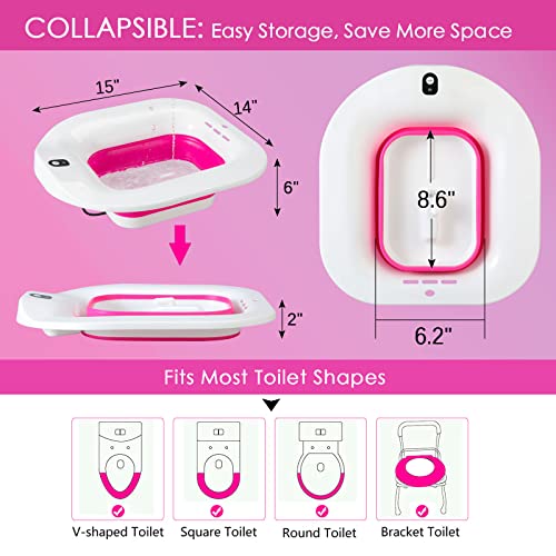 Irwpitw Sitz Bath, Electric Sitz Bath For Toilet Seat, Sitz Bath For Hemorrhoids, Postpartum Care Tub, Yoni Steam Seat Bowl For Women, Sits Bath Salts Soak Pan, Vagina Wash Basin, Collapsible, Red #TOP5