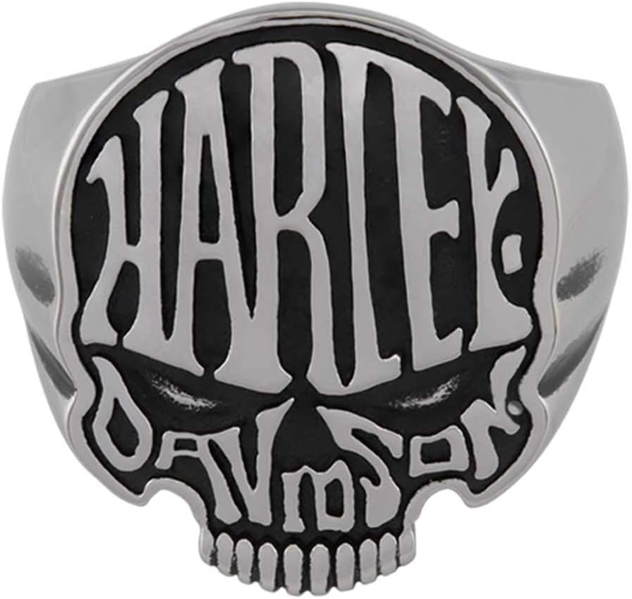 Harley-Davidson Men's Calavera H-D Skull Stainless Steel Ring - Silver Finish