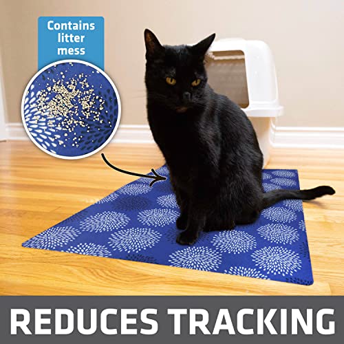Image of Drymate Cat Litter Box Mat, Litter Trapping Mat, Waterproof, Urine-Proof, Absorbent, Machine Washable, Soft on Paws, Contains Mess, Protects Floors, Kitten Supplies, Dark Blue, 20x28