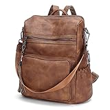 CLUCI Rucksack Geldbörse für Frauen Mode Leder Designer Reise Große Damen Umhängetaschen mit Quaste Zweifarbig Braun