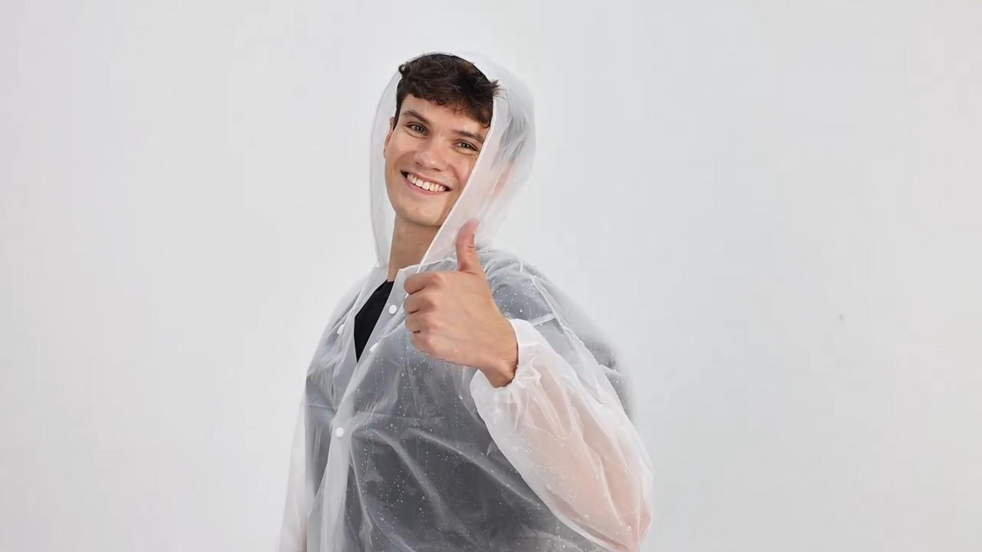 Reusable Rain Ponchos For Adults - 2 Pack Waterproof Hooded Raincoat, White EVA Material, One Size Fits Most-994394