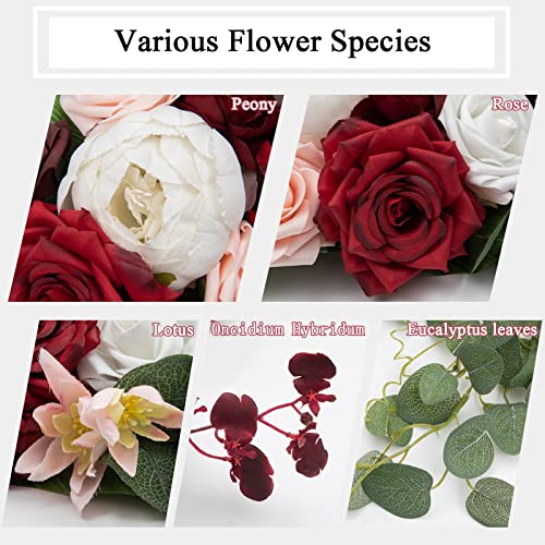 Shacos Burgundy Artificial Flowers Combo For Wedding Bouquets Centerpieces Faux Flowers Wedding Arch Flowers #TOP4