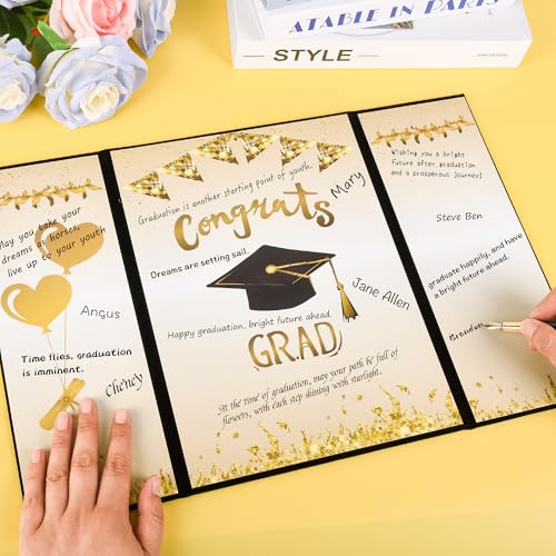 Image of Graduation Guest Book 2025 Party Decorations,Velvet Black Graduation Guest Book,Soft Touch Classic and Versatile Graduation Gifts for Her Him
