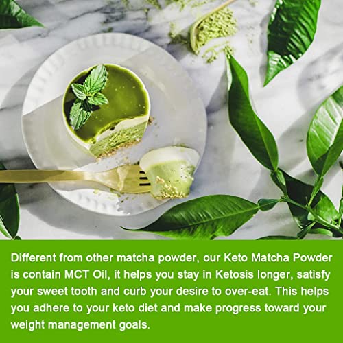 Keto Matcha Green Tea Powder, Matcha Slim With Mct Oil - Vegan Detox Diet Slim Tea For Weight Loss, Boosts Energy And Metabolism - Perfect For Baking, Smoothies, Latte And Recipes - 3.2 Oz #TOP5