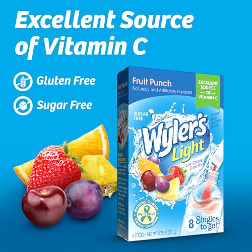Image of Wyler's Light Singles To Go Water Drink Mix, Fruit Punch, 96 Ct