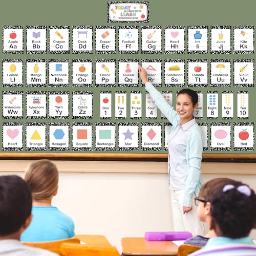 Composition Alphabet and Number Bulletin Board Alphabet Letters Card ABC Number Line Elementary Decor ABC Alphabet Colors Numbers Poster Classroom Decor Set Pastel Preschool Class Learning Decoration - Image 4