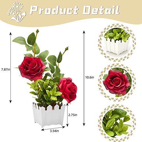 Ruxmet Fake Flowers Silk Roses Artificial Flowers Fake Plants With Pot Flower Centerpieces For Tables Artificial Pot Flowers For Home Decor Indoor #TOP2