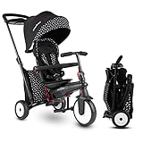 smarTrike STR5 Folding Toddler Tricycle for 1,2,3 Year Old - 7 in 1 Multi-Stage Trike, Black & White