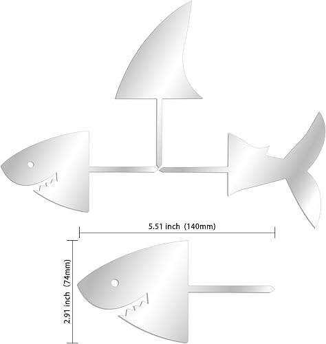 Miniatura 2 de Gyufise Juego de 3 piezas de decoración de pastel de tiburón acrílico para decoración de tartas de aleta de tiburón para animales del océano, fiesta