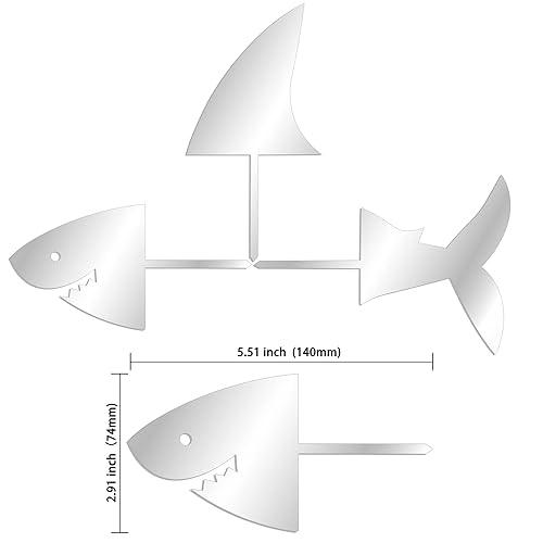 Miniatura 2 de Gyufise Juego de 3 piezas de decoración de pastel de tiburón acrílico para decoración de tartas de aleta de tiburón para animales del océano, fiesta