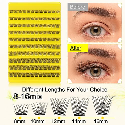 D Curl Lash Clusters Mix Individual Lashes Lash Extension Clusters 8mm 10mm 12mm 14mm 16mm DIY Lash Extensions Eyelash Clusters Thin Band By EMEDA (Cluster M02-mix) - Image 4