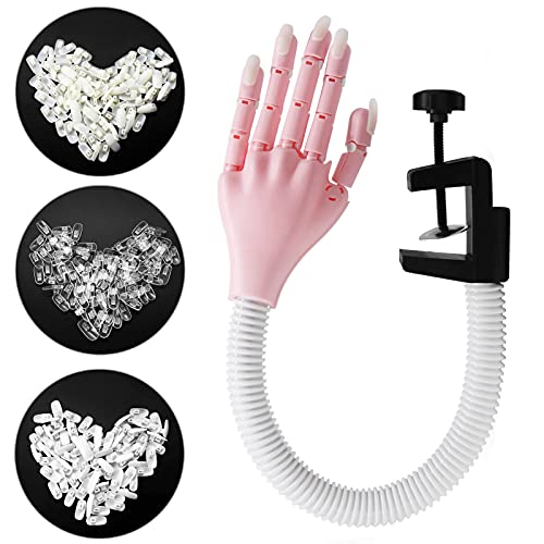 Flexibel Nagel übungshand mit 400pcs Ersatznägel, Professionelles übungsmodell Nägel Übungshände Training Hand…