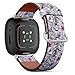 CJBROES Replacement Leather Watch Band, Compatible with Fitbit Versa 3 and Fitbit Sense of Wristband Bracelet Accessory - Watercolor Floral Summer