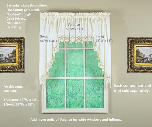Today's Curtain, Heirloom Battenberg Eyelet Valance 14", Ecru, 58" W x 14" L by Today's Curtain - Image 5