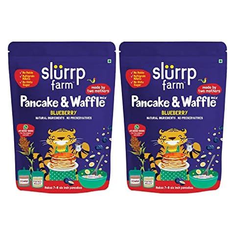 Slurrp Farm Blueberry Pancake & Waffle Mix | Blueberry & Super Grains | No White Flour, Wheat & Refined Sugar | 300G (Pack of 2) Cover