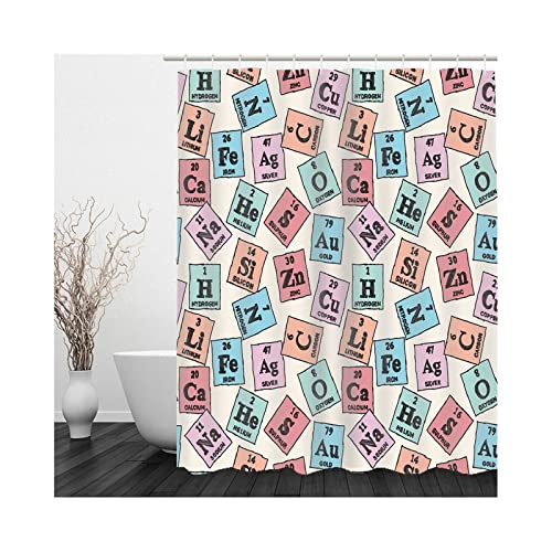 Water Resistant Shower Curtain, Blue Orange Pink Gray Farmhouse Shower Curtain English Letter and Number Shower Curtain Washable 65X79 Shower Curtain