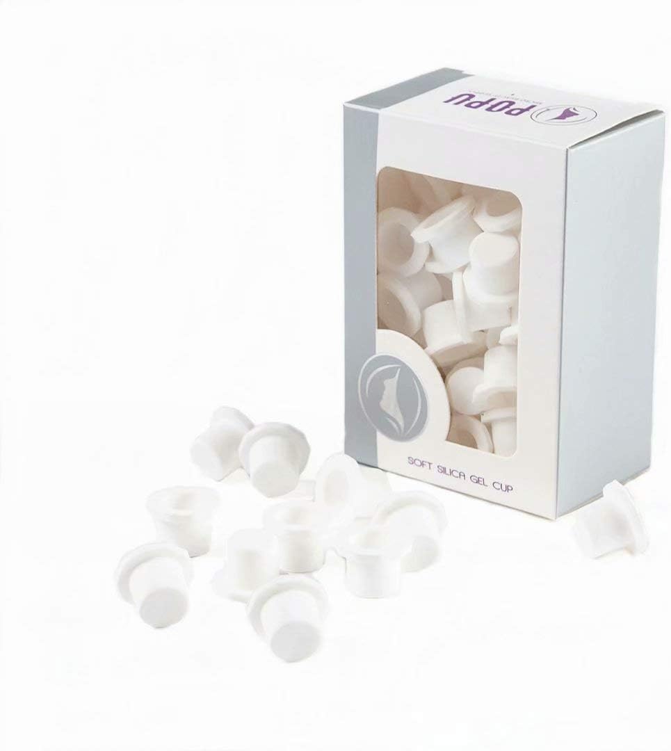 POPUDisposable Silicone Tattoo Ink Cups 12mm Pigment Cap for Permanent Makeup Tattoo Accessory Tattoo Kit White
