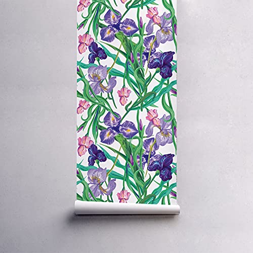 Papier peint fleurs iris 416x254 cm déco salon Coloray