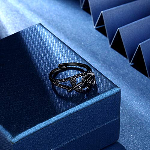 Beautlace Rose Adjustable Rings Black Gun Plated Flower Open Ring Elegant Jewelry Gifts For Women Kr0013K #TOP4