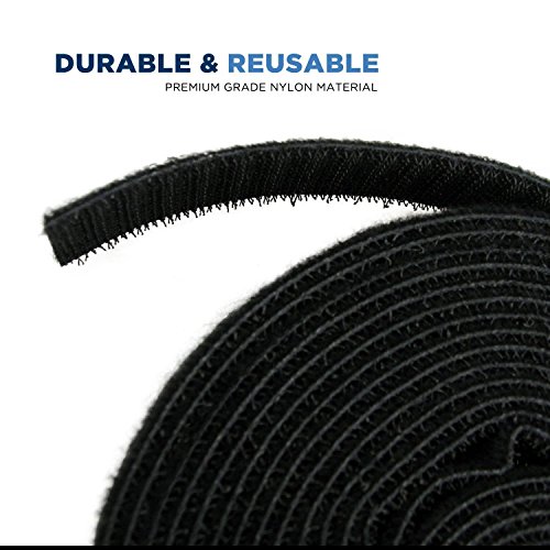 QualGear VR1-B-1-P-2PK Reusable Self Gripping Cable Tie Roll, Black - 2 Pack - Thumbnail 2