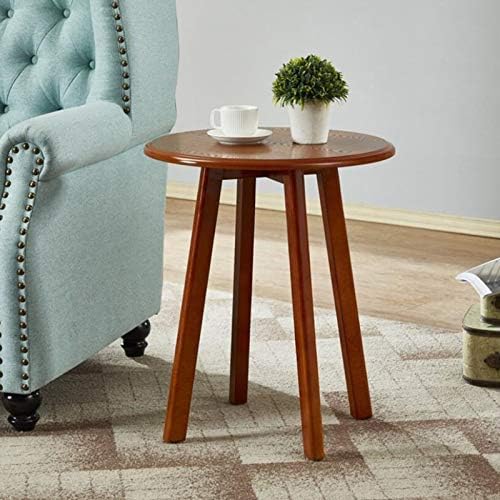 Telephone Table, Round Side Table,Sofa Coffee Table,American Wood Solid End Table,Telephone Side Table(Light Walnut-19.68 * 19.68 * 23.62in