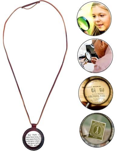KHUMYAYAD Collier en cuir avec pendentif loupe pour lire des livres, des cartes et vérifier des bijoux vintage fait à la main., Cuir Verre – vue 5