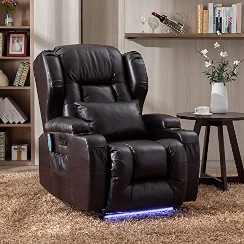 Bingtoo Electric Power Recliner Chair With Massage And Heat Recliner Chairs For Adults, Leather Home Theater Seating With Cup Holders, Usb Port #TOP5