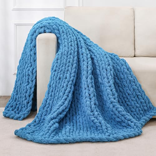 Bigacogo Chunky Knit Throw Blanket for Couch, 40x60 inches, Bright