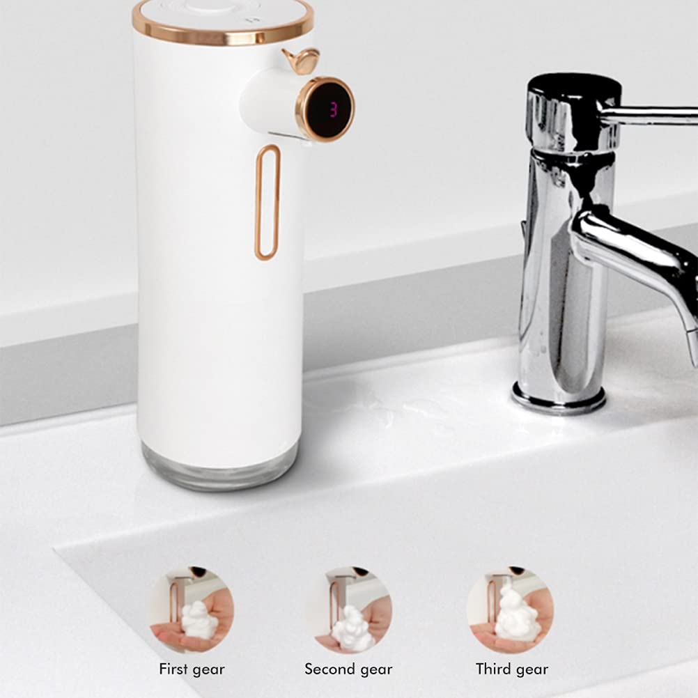 HEITIGN 330ml USB Ricaricabile Dispenser Automatico di Sapone Touchless Motion Sensor Dispenser di Sapone, Impermeabile Mano Dispenser di Sapone per Cucina lavello Bagno (Bianco)