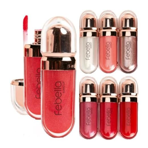 Gloss Labial 3D Febella Shine Lips com Brilho Intenso, Efeito Espelhado, Hidratação Prolongada, Textura Leve e Cores Variadas – Não Pegajoso, Longa Duração, Acabamento Glamouroso (Cor 1, Único)