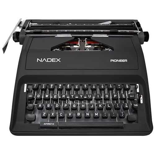 Nadex Pioneer Manual Typewriter, Durable Travel Case Included, Black