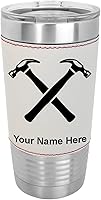 Vista 12 de LaserGram 20oz Vacuum Insulated Tumbler Mug, Hammers, Personalized Engraving Included (Faux Leather, Gray)