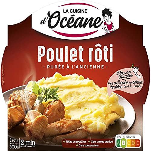La Cuisine d'Oceane - Poulet Rôti et Purée à l'Ancienne - Repas Gourmand de 300g - Prêt en quelques minutes! - Le Lot De 4