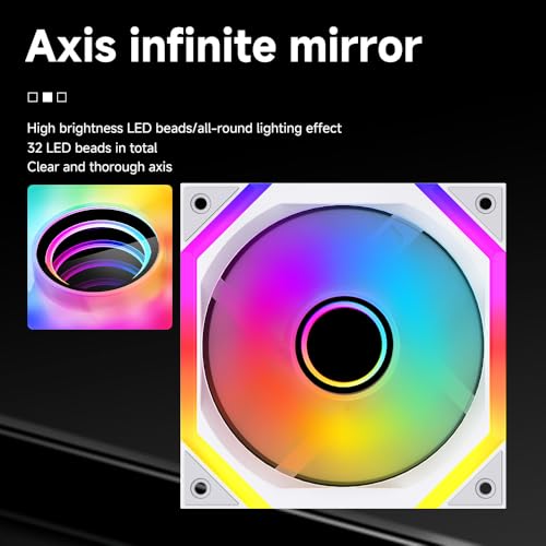 Image of Galaxy SE 120mm ARGB Computer Case Fans,Infinity Mirror RGB Light Effect 5V 3PIN Motherboard Light Sync 800~1600RPM PWM PC Fan Suitable for Computer Case(Triple Pack White Reverse)