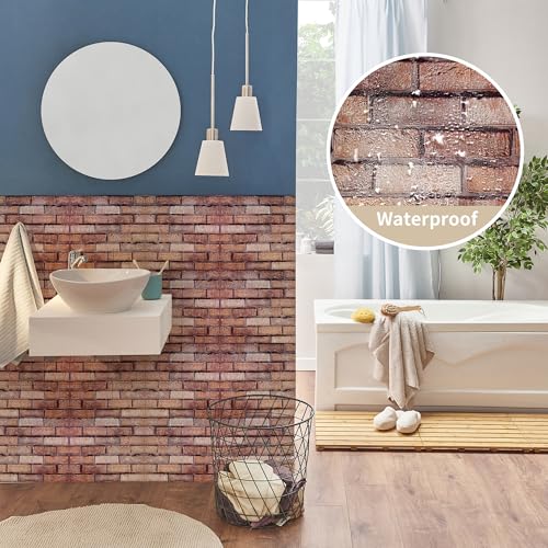 Paneles de pared 3D autoadhesivos impermeables de PVC lavable con relieve ladrillo 5