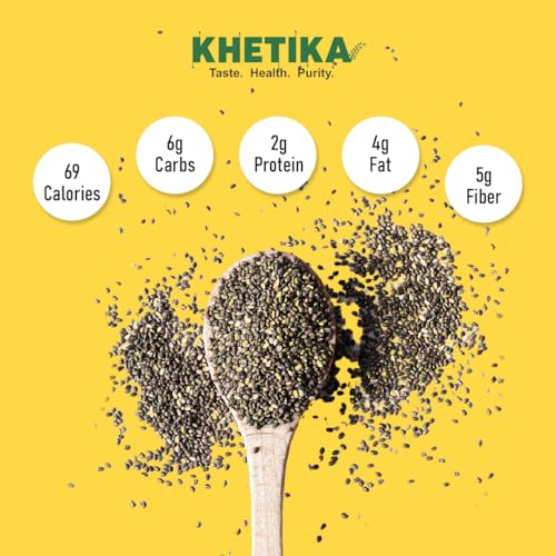 Image of Khetika Naturale Chia Seeds | 400g | Seeds, Raw Handpicked Chia Seed for Eating, Healthy Snacks, Rich in Protein & Fiber with Omega 3 Fatty Acids & Antioxidants, Helps in Weight Loss,