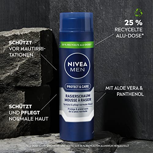 Foto von NIVEA MEN Protect & Care Rasierschaum (200 ml), Schutz und Pflege für eine sanfte Rasur, hautschonender Rasierschaum für Männer mit Aloe Vera und Panthenol