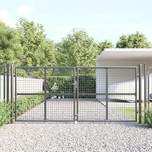 Portillon de Jardin, 300x175 cm en Acier Galvanisé, Portail de Jardin avec Revêtement Poudre, Design Sécurisé, pour Clôture, Terrasse, Extérieur, Couleur Anthracite, 300.0 x 175.0 cm