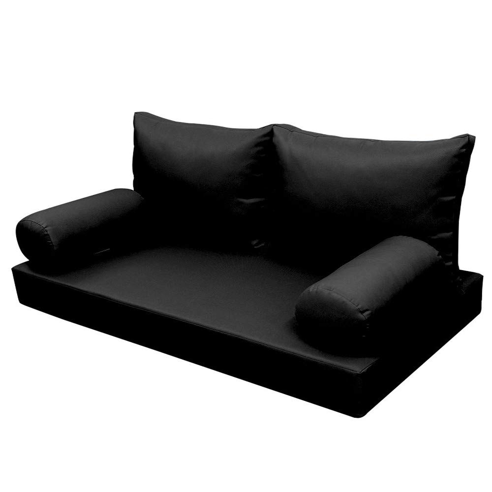 Prolinemax Style 2 - Mattress & Pillow Bolster Cushion for Outdoor Indoor Daybed Porch Swing Bed Knife Edge Twin Size AD109 | Covers ONLY |