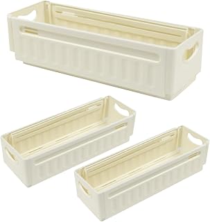 4 Stück Ausziehbare Aufbewahrungsbox 28-48 cm Flexible Schubladen Organizer ohne Deckel für Gewürze Socken Stapelbare Kunststoff Küchenschrank Organizer mit Griff für Kühlschrank Vorratsschrank
