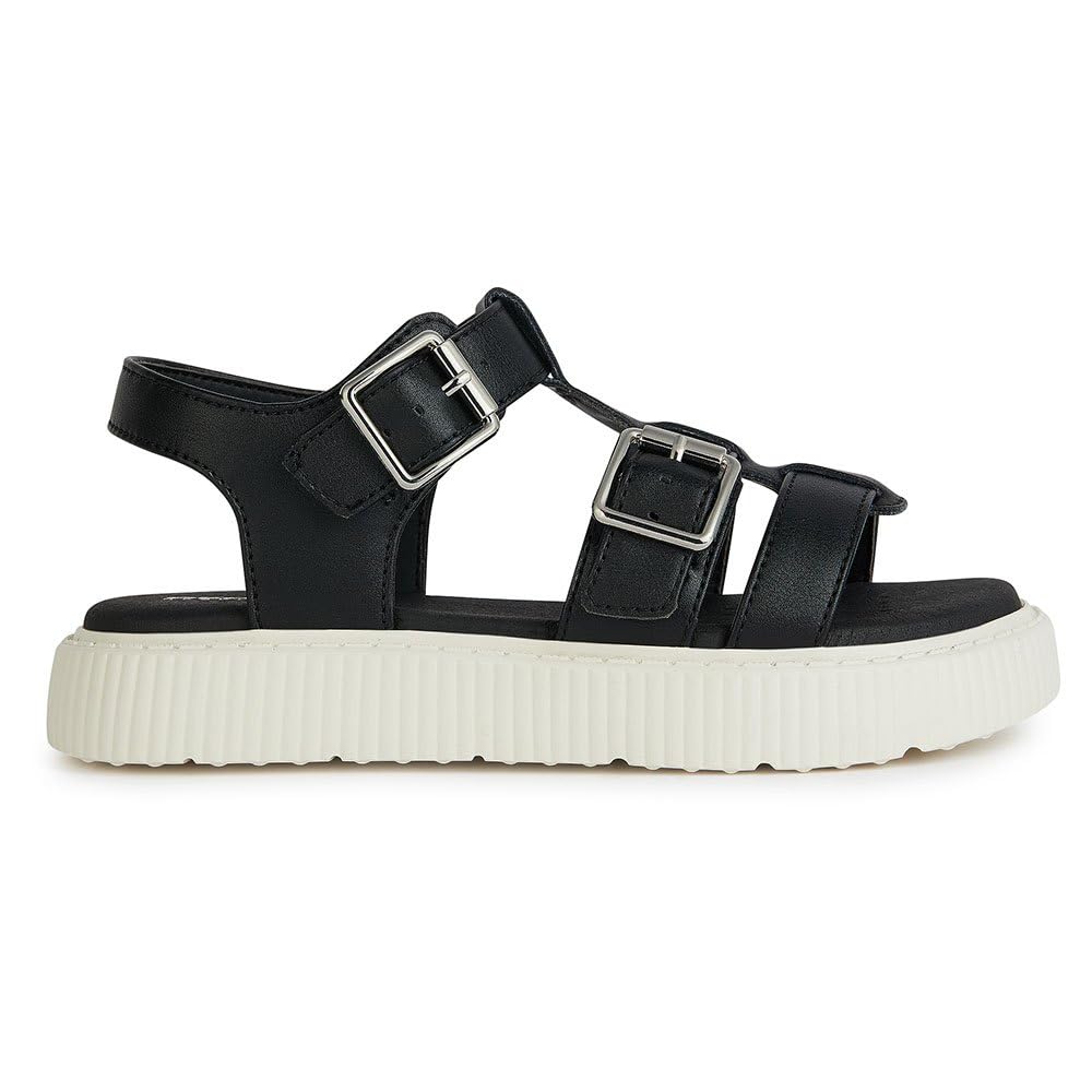 Geox Girls' J Kodette Gir Sandal, black, 32 EU