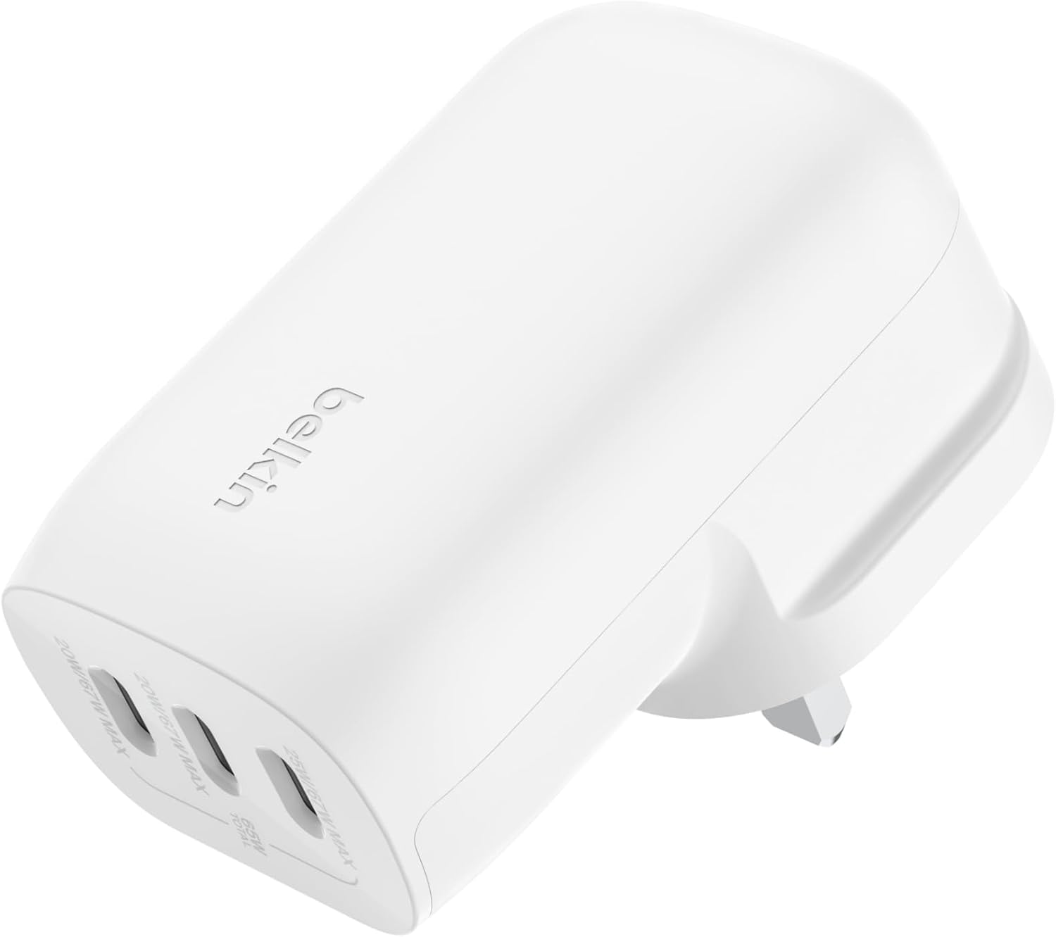 Belkin BoostCharge 3-Port USB-C Wall Charger with PPS 67W, USB-C PD 3.1 Enabled Fast Charging for Apple iPhone 17, iPhone Air, 16, Samsung Galaxy S25, Pixel 10, iPad, AirPods, Tablet & More – White