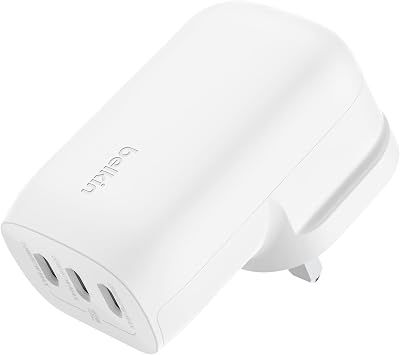 Belkin BoostCharge 3-Port USB-C Wall Charger with PPS 67W, USB-C PD 3.1 Enabled Fast Charging for Apple iPhone 17, iPhone Air, 16, Samsung Galaxy S25, Pixel 10, iPad, AirPods, Tablet & More - White