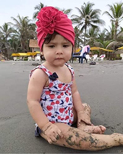 inSowni 8 Pack Solid Nursery Hospital Floral Flower Turban Hats Caps Beanies Bonnets for Baby Girls Toddlers Newborns Infants Kids