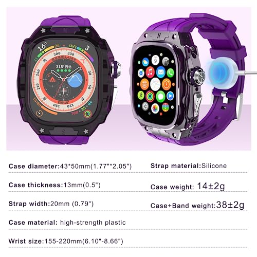 Luxury Translucent Smartwatch Case for Apple Watch Ultra 49mm, Fully wrapped lightweight rugged case with band, silicon strap - Image 3